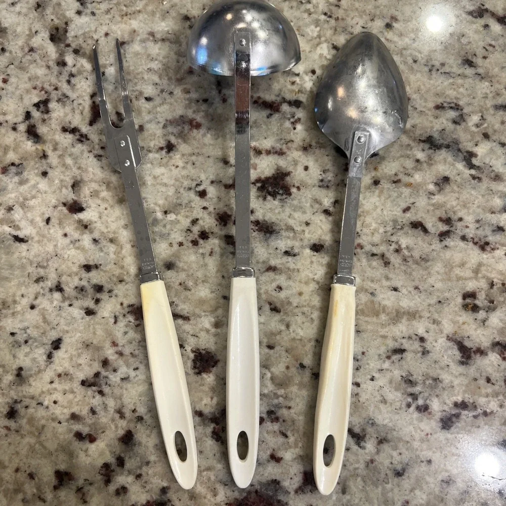 Vintage ANDROCK‎ Hearts Kitchen Utensils Spoon, Ladle, Meat Fork Cottagecore